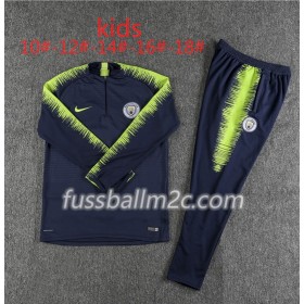 Manchester City Kinder Sweatshirts Anzüge Dunkelblau Grün 2018-2019